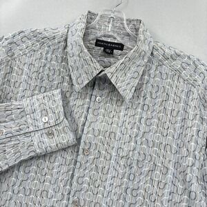 Jhane Barnes Shirt Mens Large Silk Patterned Long Sleeve Button Dress Abstract